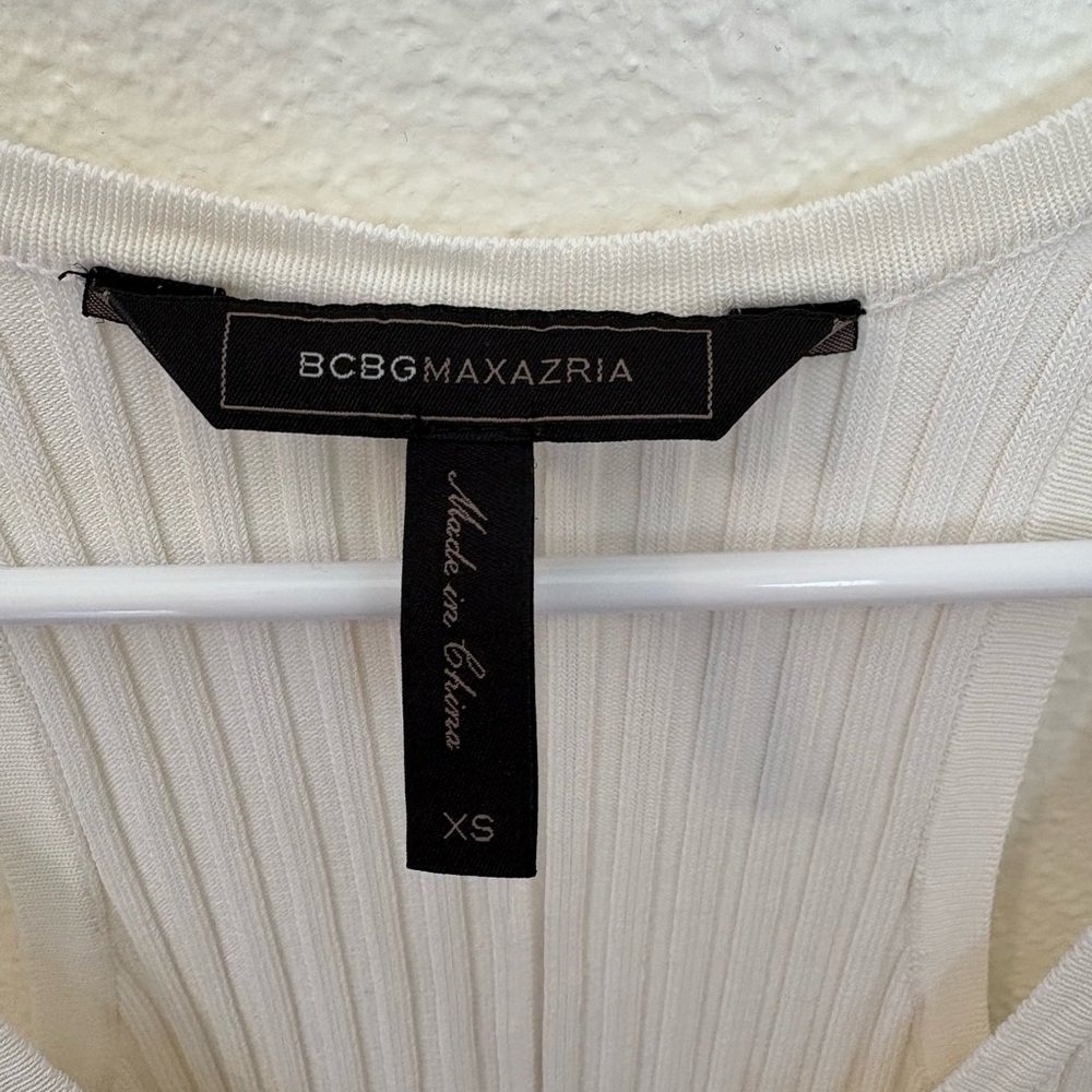 BCBGMaxAzria White Ribbed Bodycon Dress - Picture 2 of 7